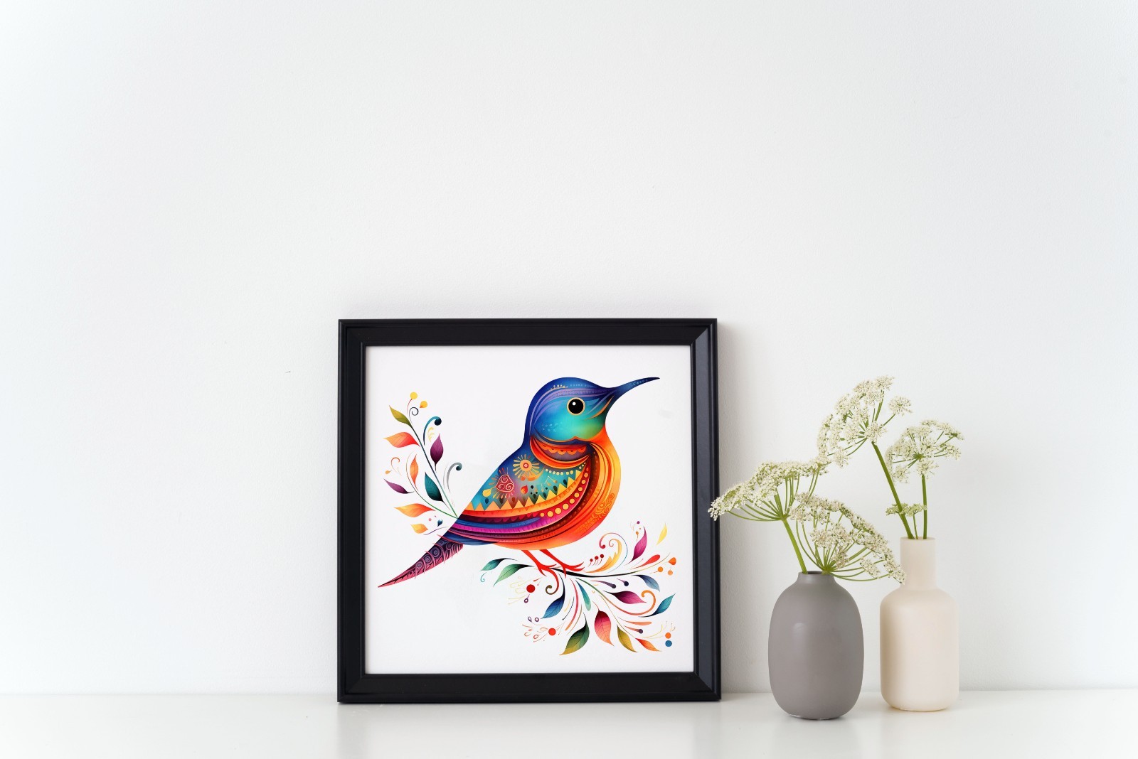 Colorful Doodle Bird UV DTF Transparent Sticker / Decal