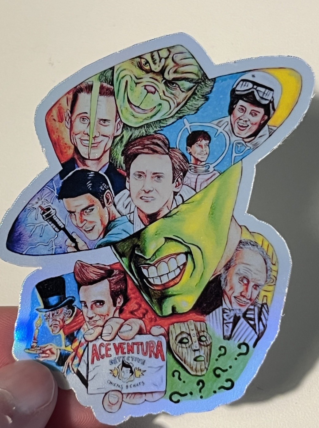 The Mask Jim Carrey Movie Collage Holographic Waterproof Vinyl Sticker 3 Inch