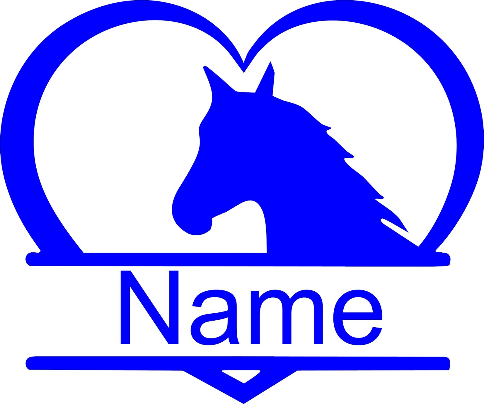 Horse in a Heart Decal (with name on it) 4.00w X 3.3" h