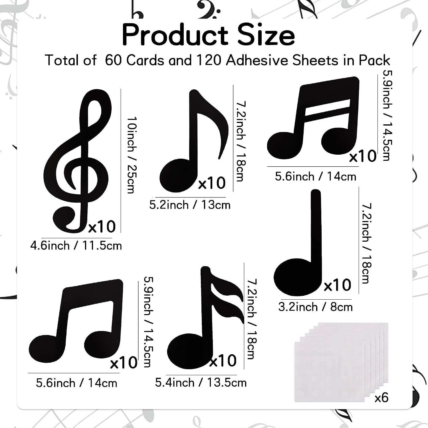 48 Pcs Music Notes Cutouts for Party Music Wall Decor,Double-Side Musical Notes