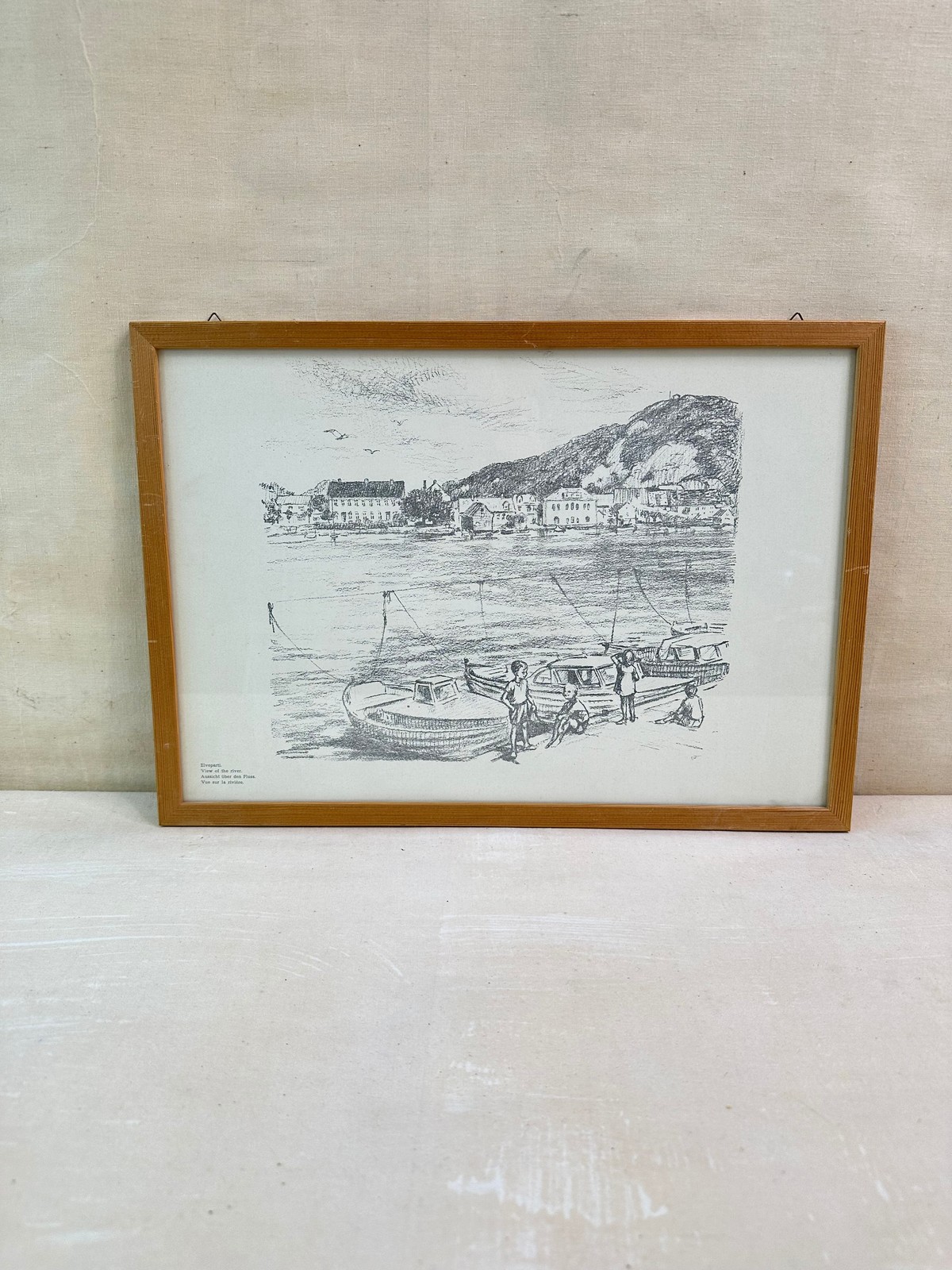 1970's Motif View of the River – Beautiful Art Print for Wall Hanging