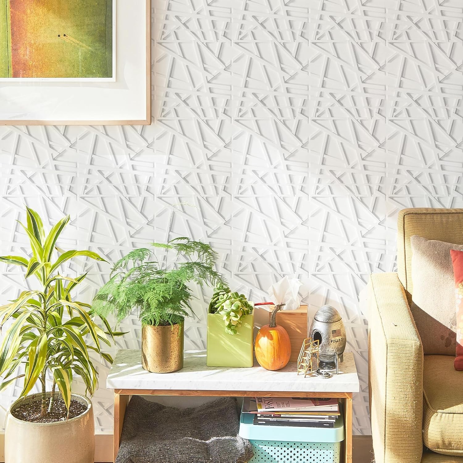 33 Pack 3D Wall Panels Interior Wall Decor 12"x12" White Accent Textured Wall