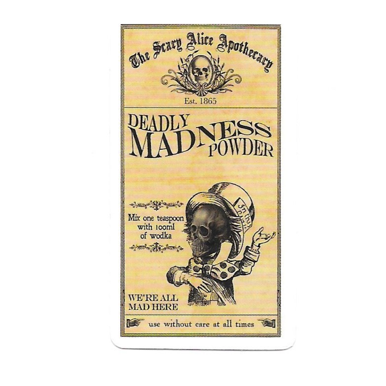 Deadly Madness Powder Vinyl Sticker Mad Hatter Journal Scrapbook Die Cut