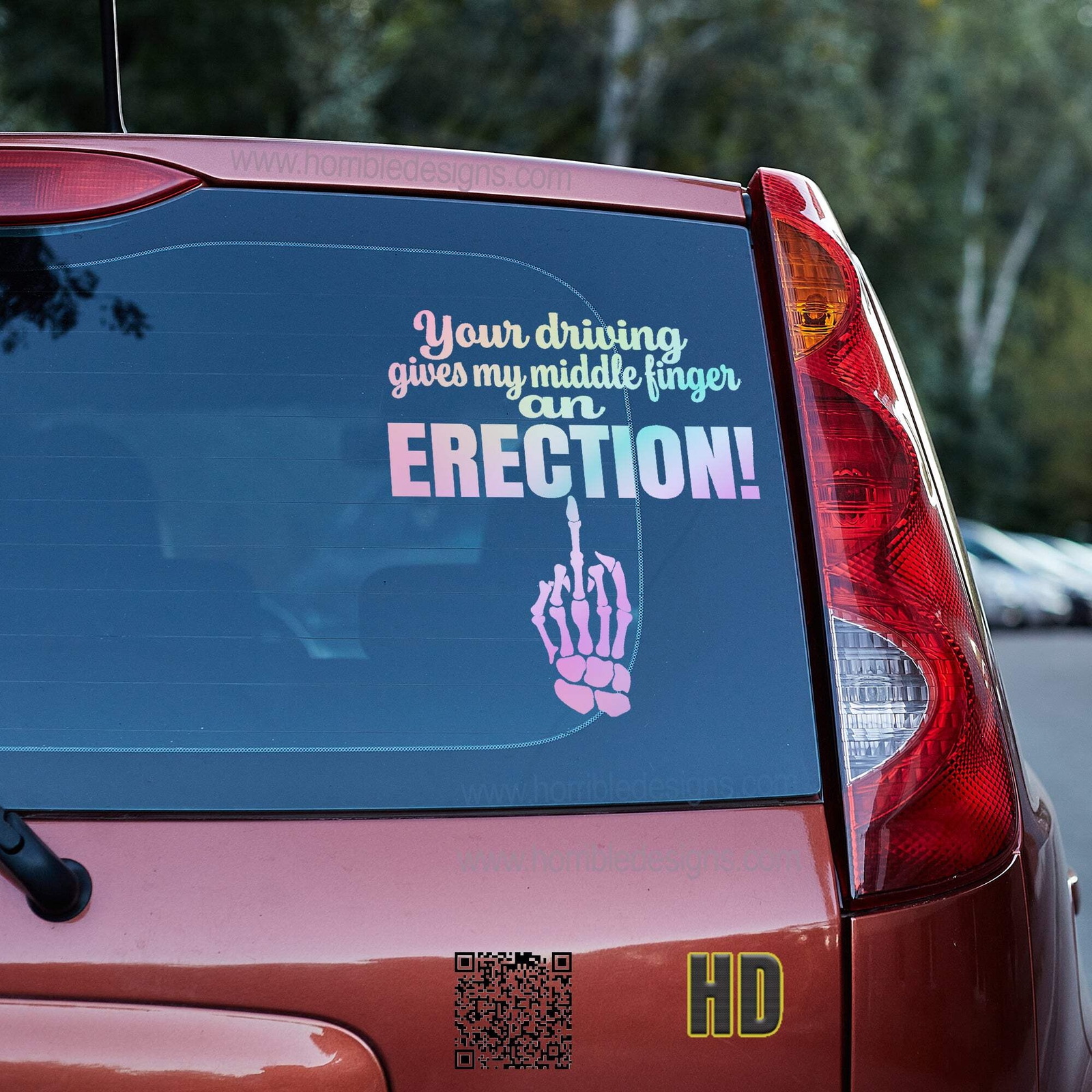 Your driving gives my middle finger an erection 3 Vinyl decal