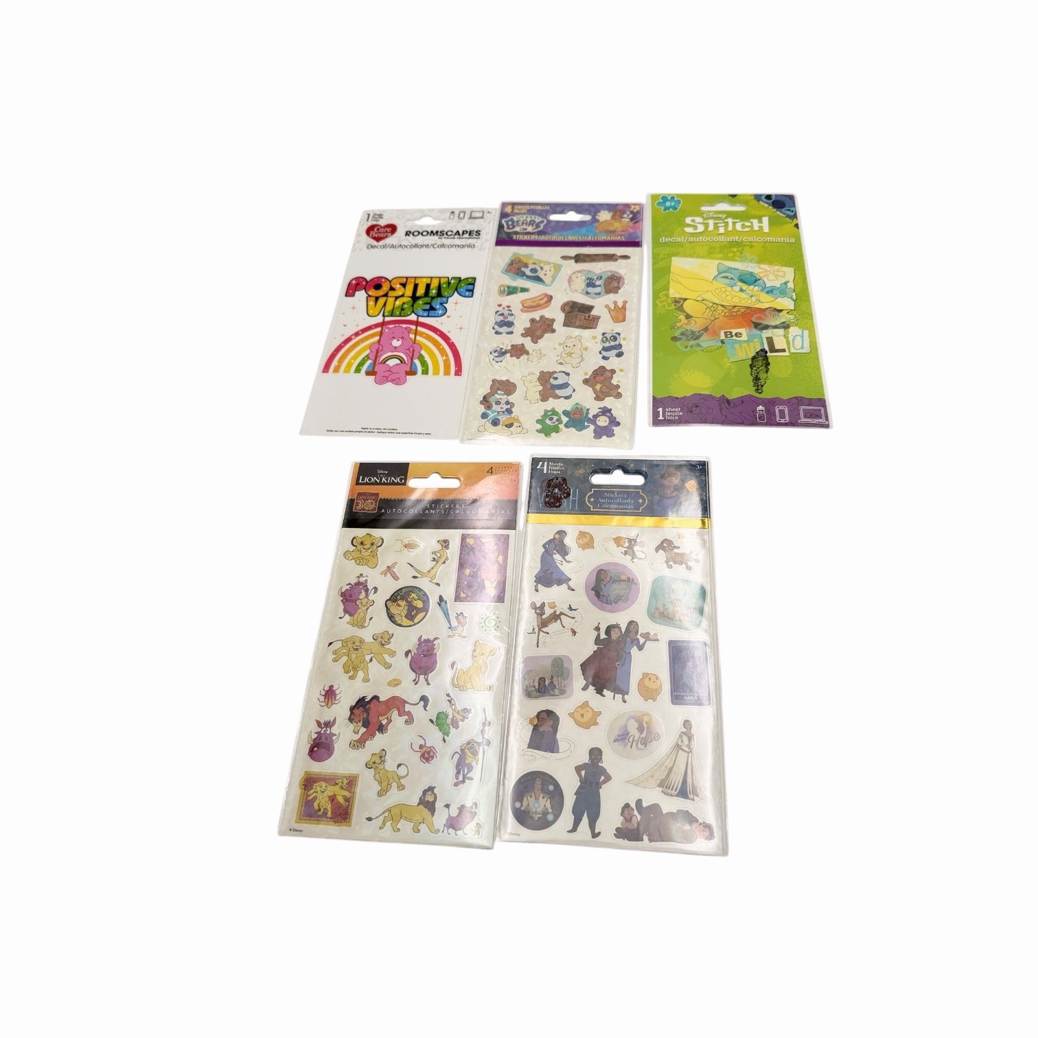 SandyLion RoomScapes Sticker & Decal Lot Care Bears Stitch Lion King Wish 5 Pack
