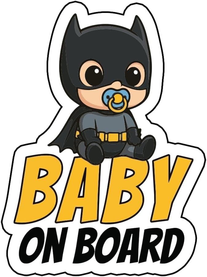 Cute Bat Hero Baby On Board Vinyl Sticker Waterproof Auto Window Truck 4.5" x 6"