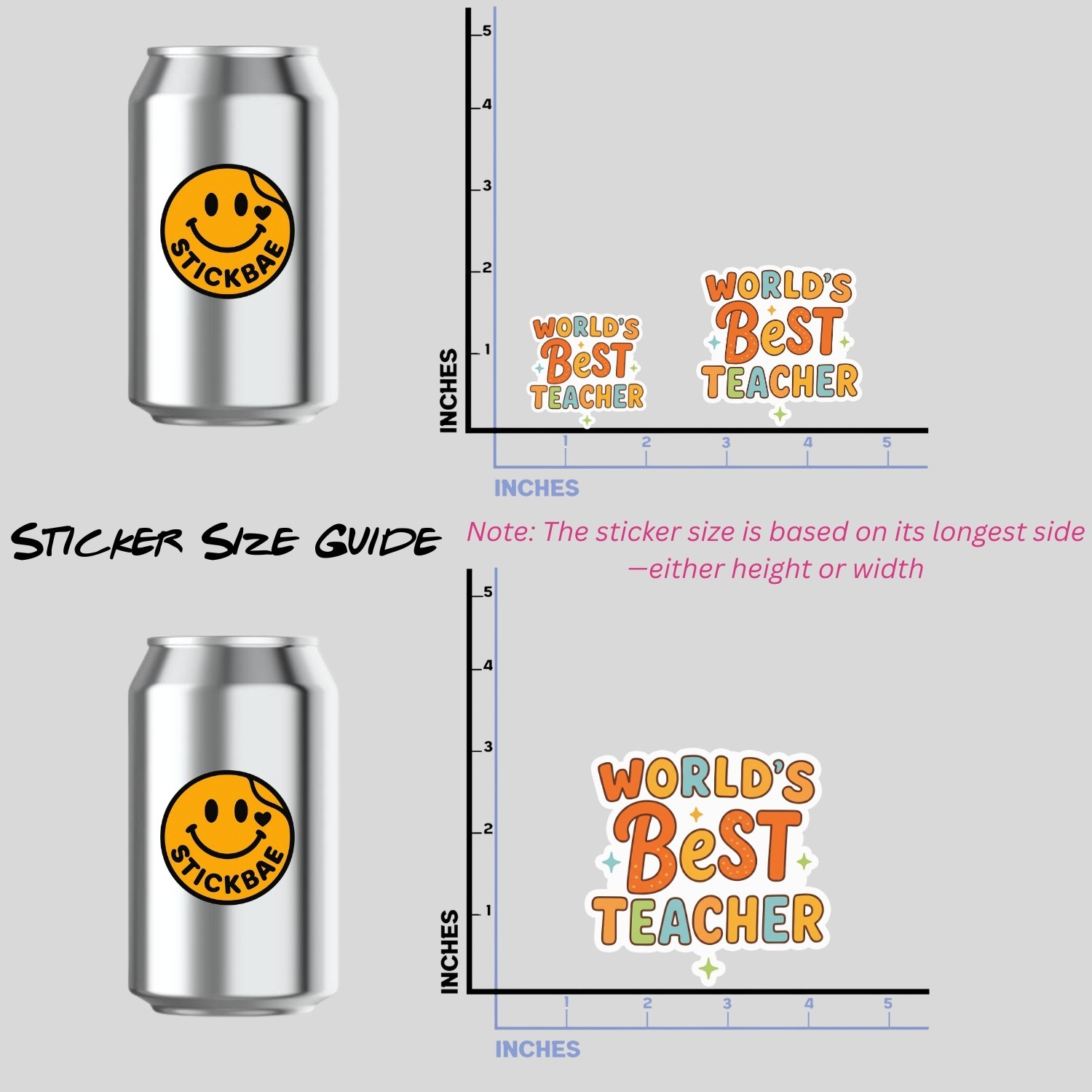 4Pcs World’s Best Teacher Stickers – Cute Teacher Appreciation Vinyl Decals
