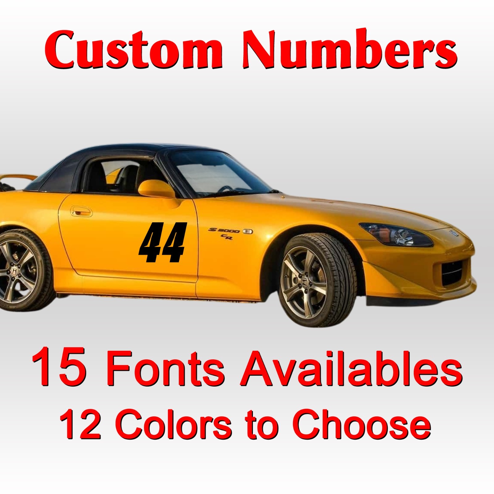 Racing Numbers 2 pack die-cut decal door custom number rally dirt bike or Car