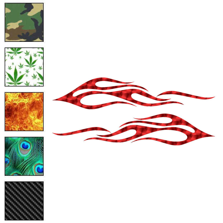Pair Flames Fire, Vinyl Decal Sticker, 40 Patterns & 3 Sizes, #7317
