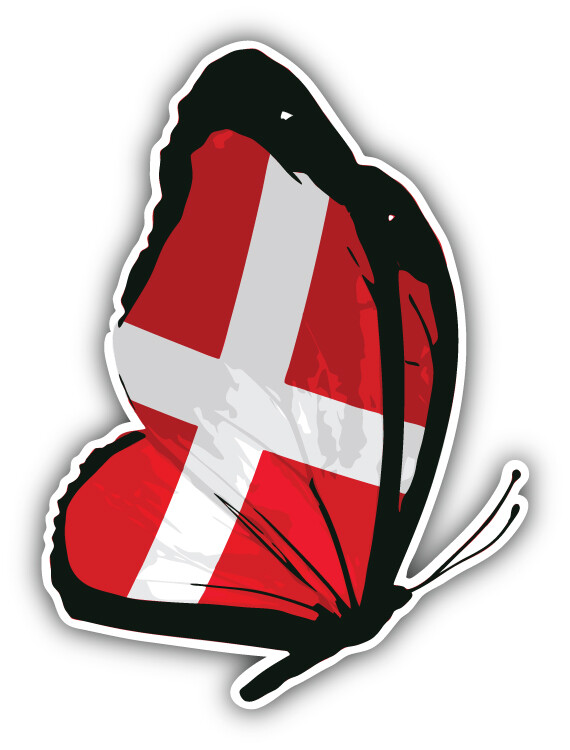 Denmark Flag Butterfly Car Bumper Sticker Decal