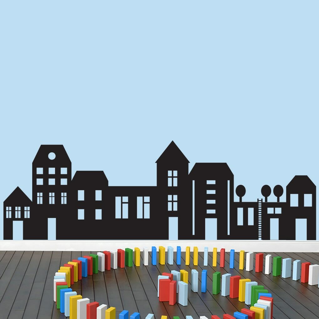 Little City Wall Decal – Kids, Nursery, Playroom, Classroom, Town, City, Sticker