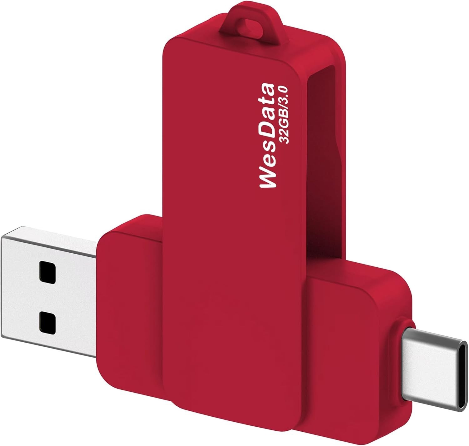 32GB 3.0 USB C Flash Drive with Type C and A Port, C 3.0, Red
