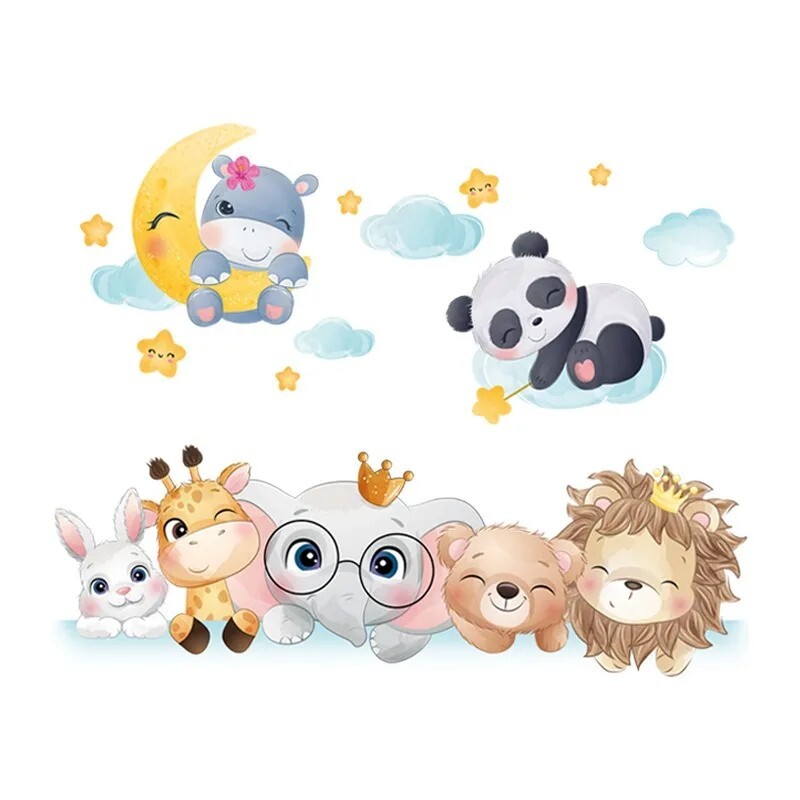 Cute Bear Star Cloud Wall Stickers for Kids Rooms Girls Boys Baby Roo0m