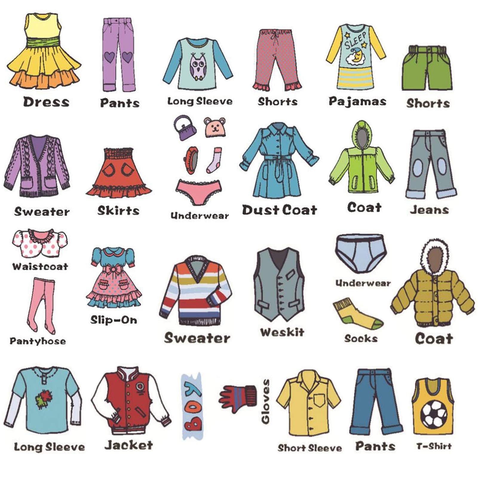 2 Sheets（31 Count） Dresser Clothing Decals 11 inch Boys Girls Clothing Sort W…