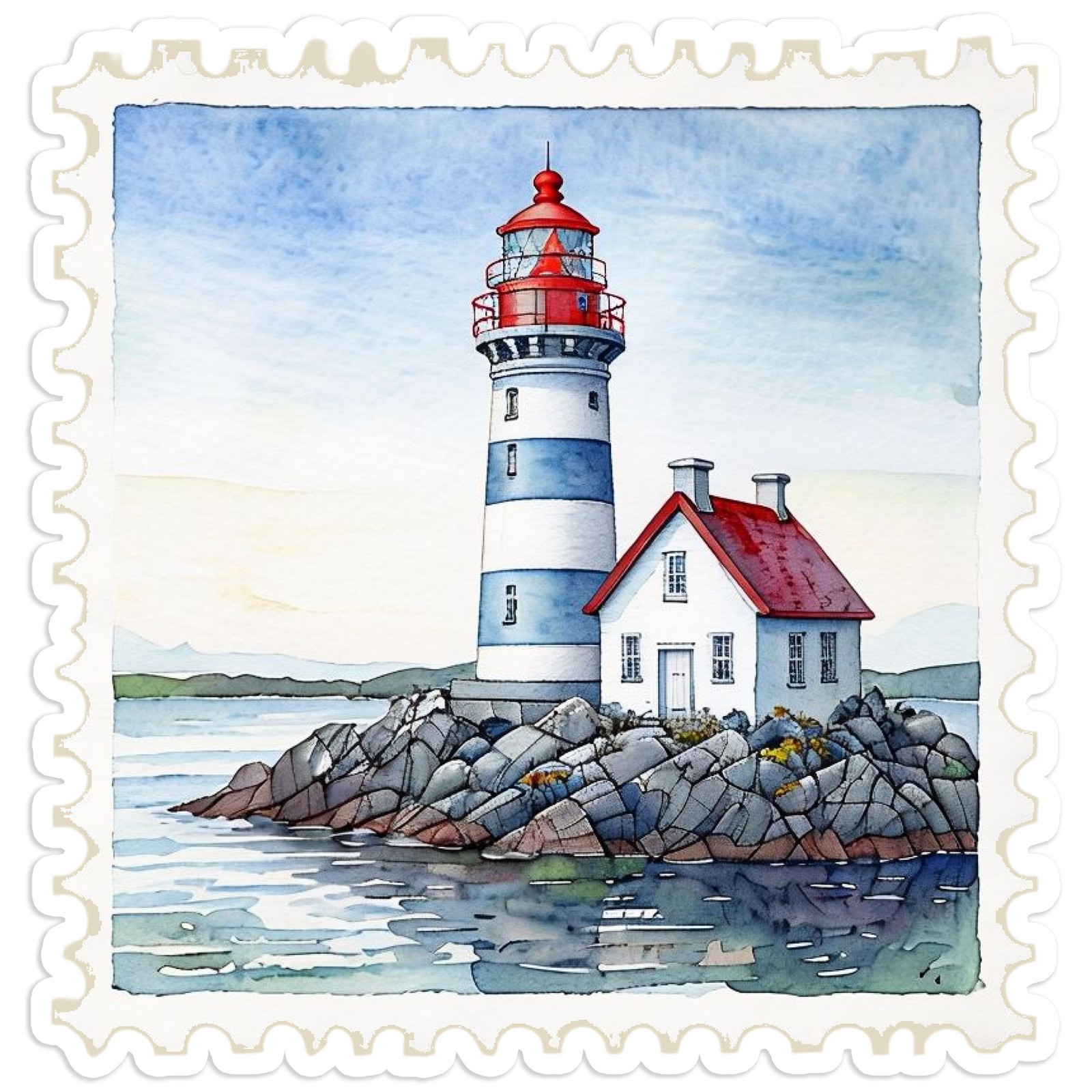 Lighthouse Stamp Art – Vinyl Decal Sticker – Car Window Laptop – #1669
