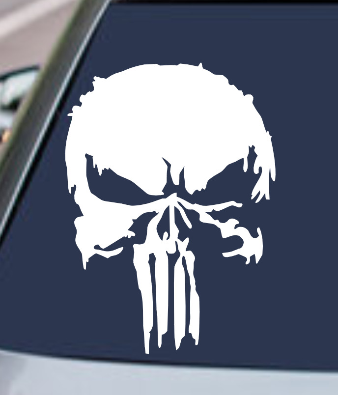 THE PUNISHER SKULL DISTRESSED VINYL DECAL STICKER CAR TRUCK REAR WINDOW BUMPER