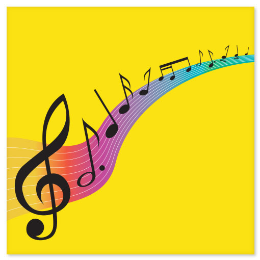 LOVE OF MUSIC musical notes car bumper sticker 4" x 4"