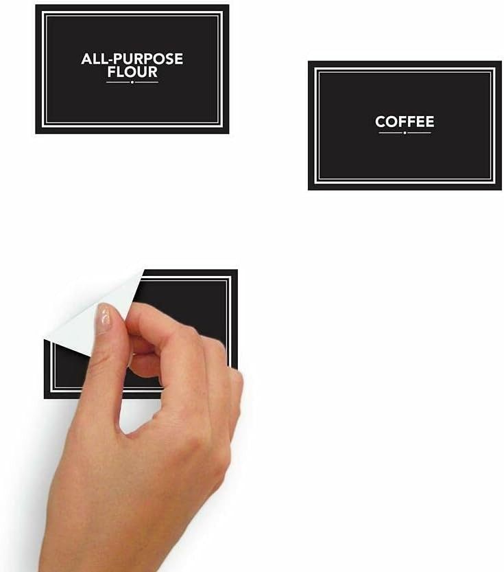 Chalk Pantry Labels: 36 Preprinted Black Peel and Stick Organization Stickers