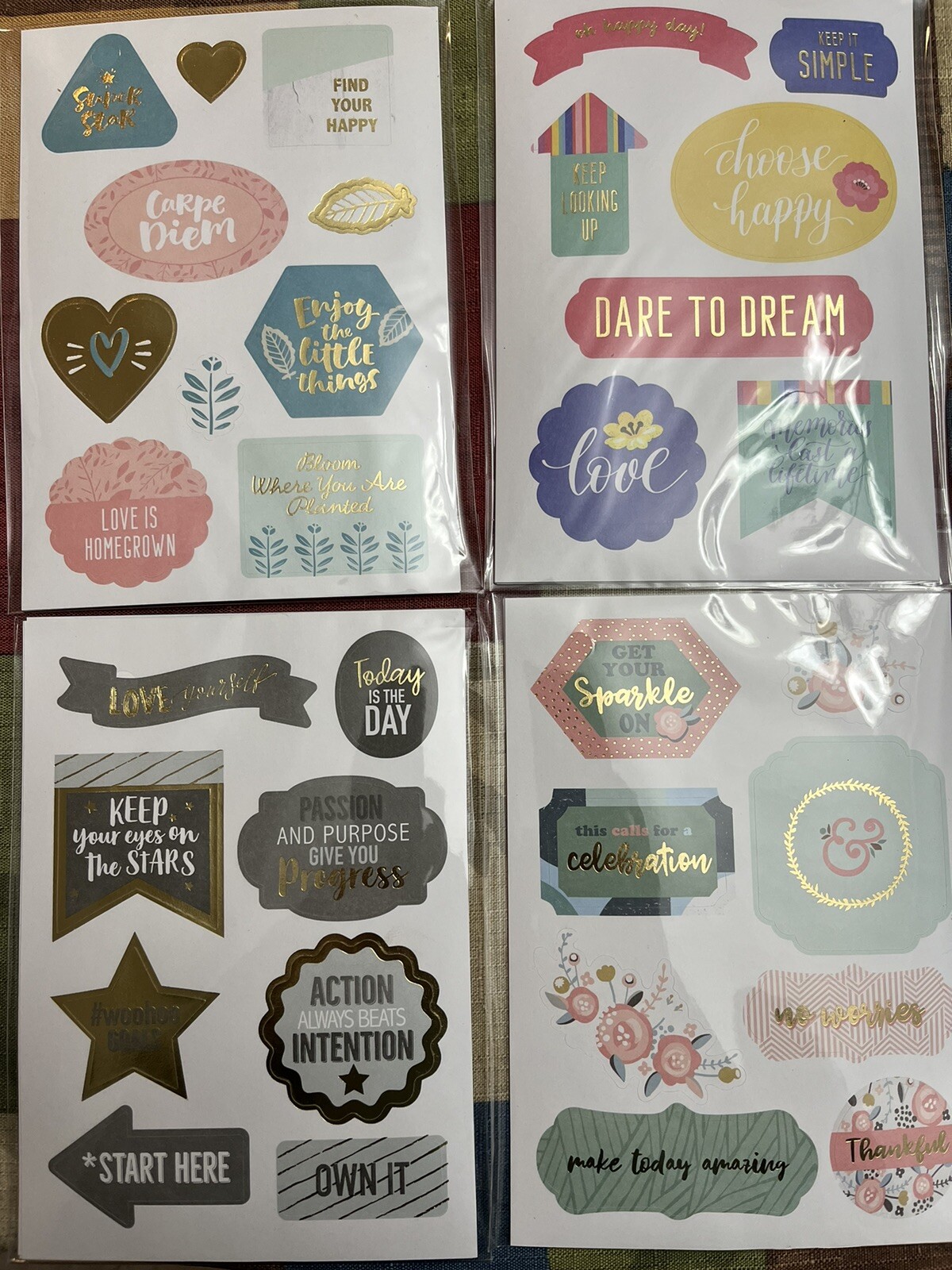 Scrapbook Stickers, Pen and Gear Stickers 4 Sets Of 4 Sheets Per Set. 16 Total
