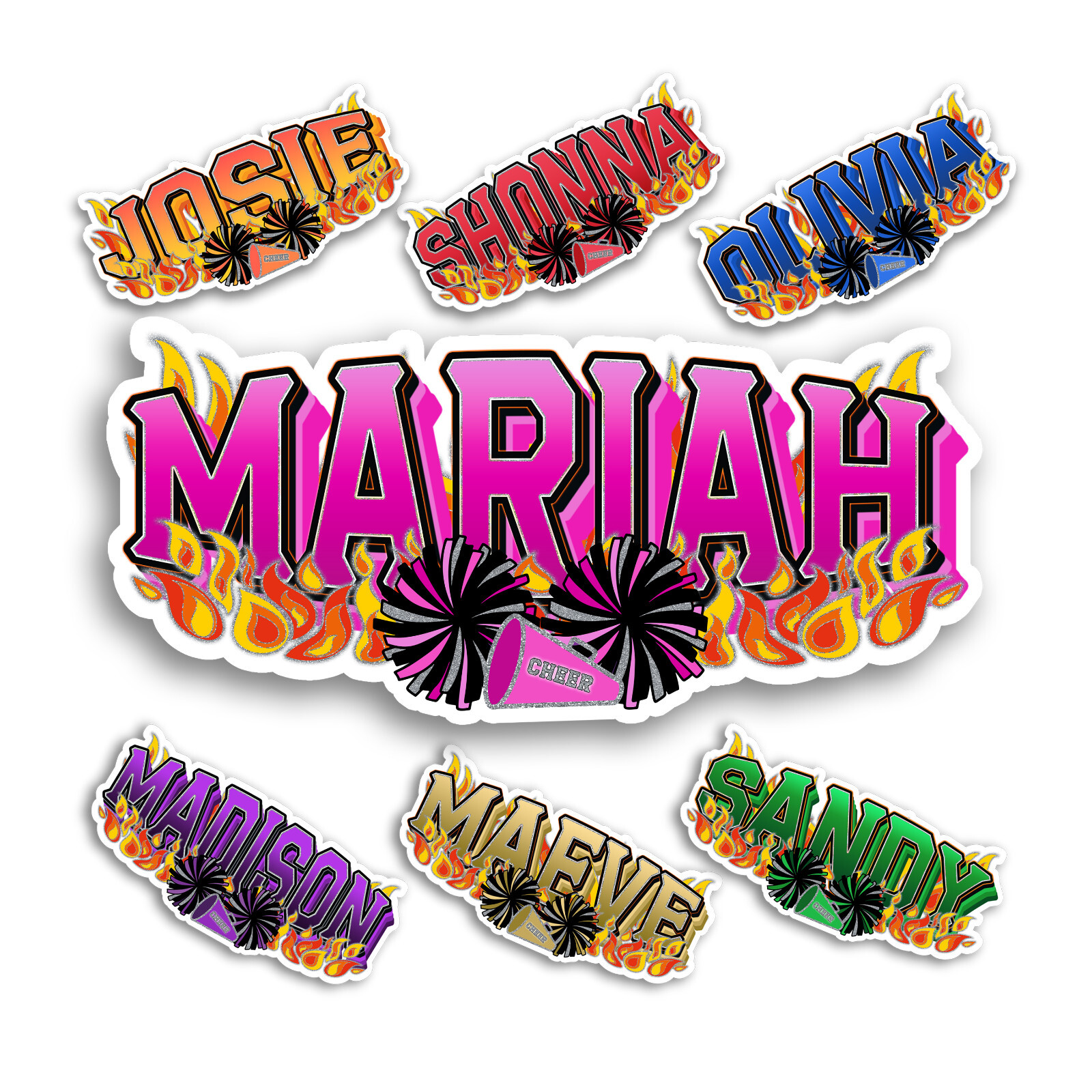 Custom Name Vinyl Sticker Cheerleader Decal Homecoming Team Spirit Personalized