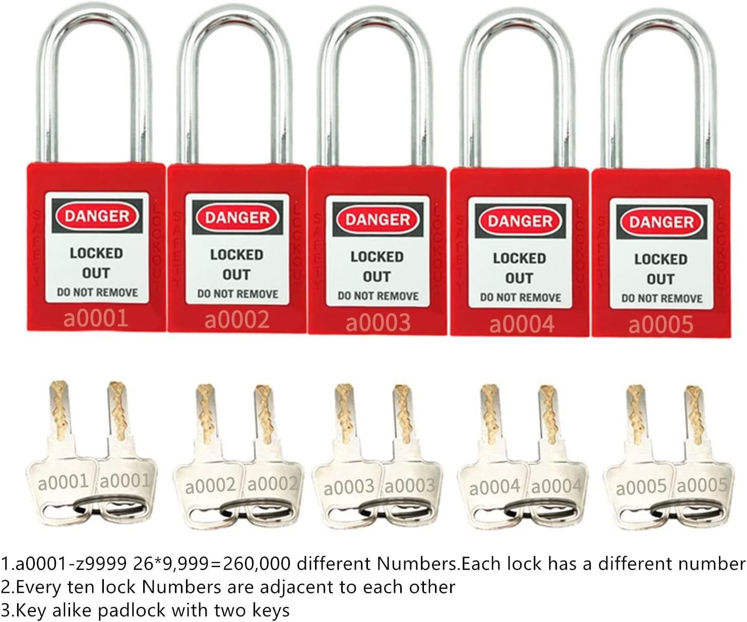 Lockout Tagout Lock 5pcs Set Loto Product Safe Padlocks for Lock Out Tag Out Sta