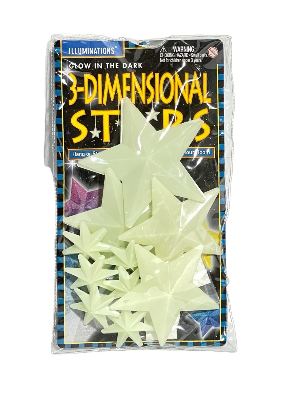 Vintage 2002 NOS Illuminations Glow In The Dark 3-Dimensional Stars Wall Art NEW