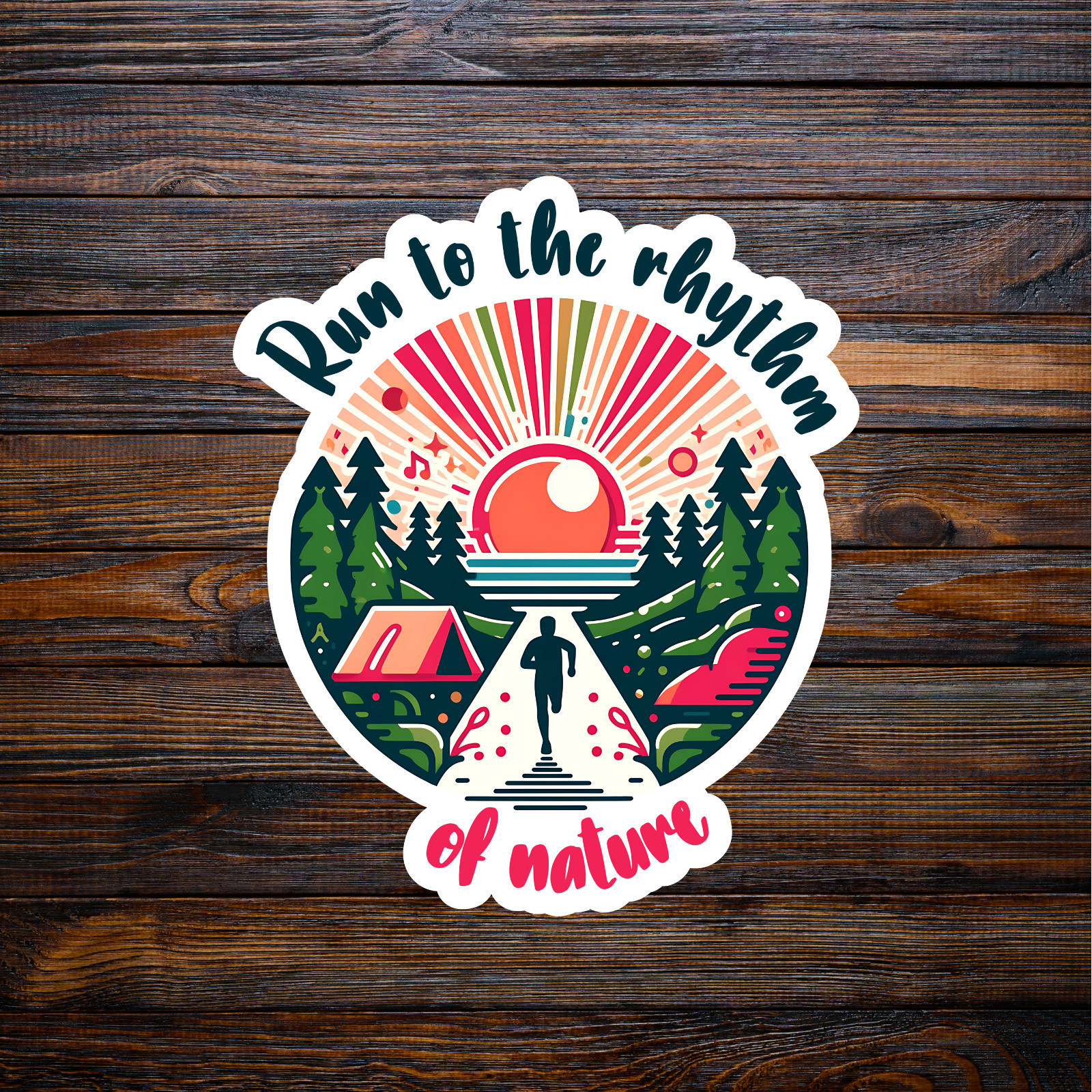Running sticker vinyl decal fitness run to the rhythm of nature laptop window