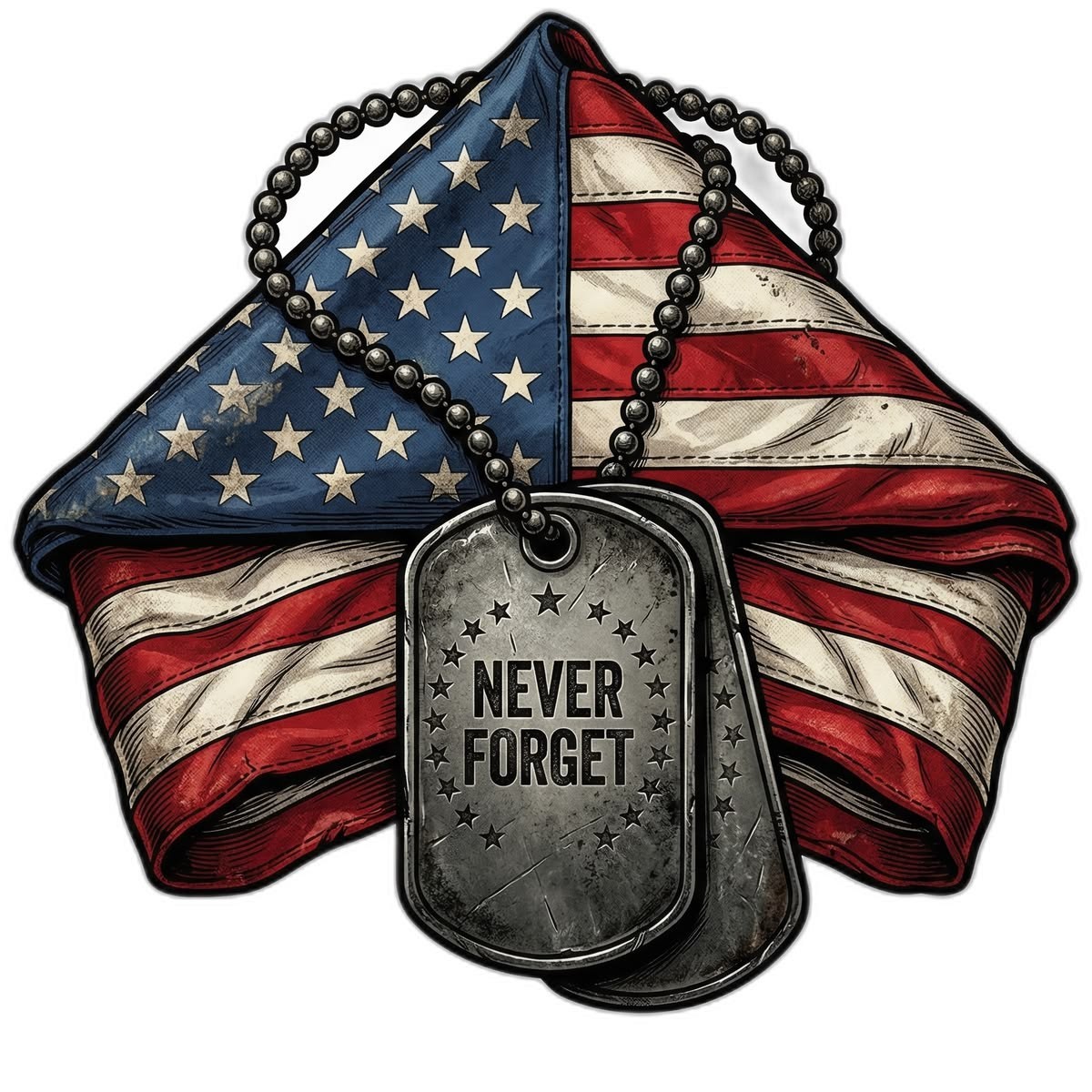 Never Forget Dog Tags Decal Sticker Car Truck Wall Mirror Phone Tumbler Bumper