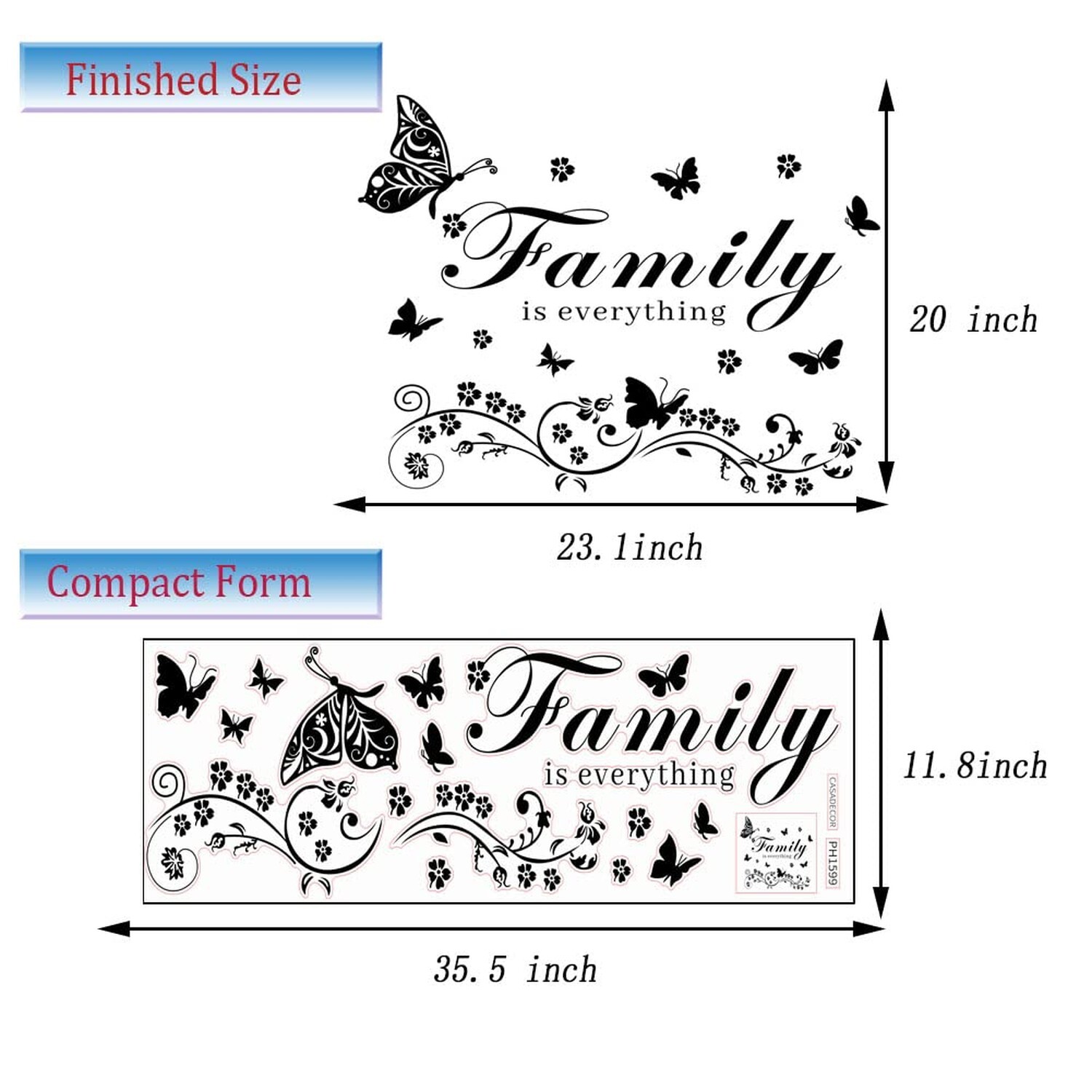 Wall Decor Sticker Vinyl Wall Art Decal Removable Wall Stickers Quotes Family…