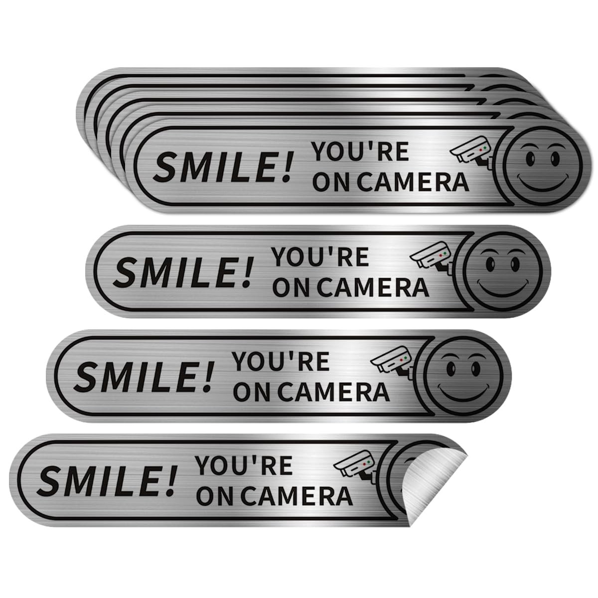 8 pieces Smile You're On Camera Stickers for Cars, Brushed Silver 24 Hour Vid…