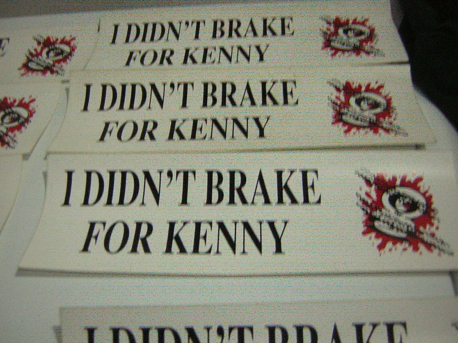 SOUTH PARK BUMPER STICKER LOT OF 10 I DIDN'T BREAK FOR KENNY VINTAGE 1997