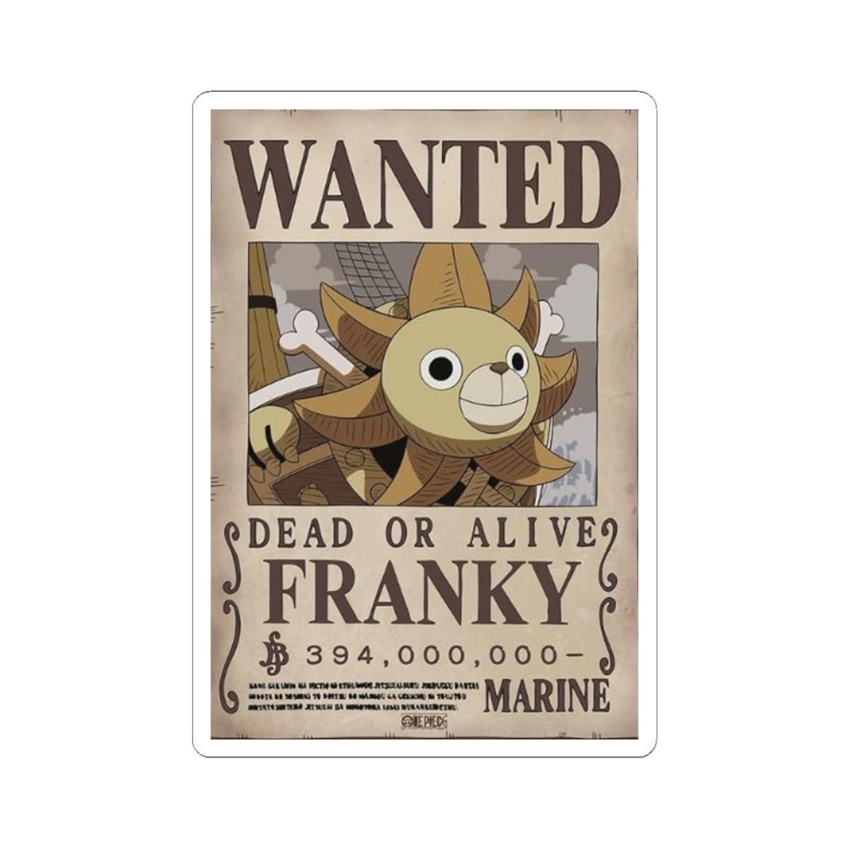 Autocollant Franky – Avis de Recherche 🤖Franky Sticker – Wanted Poster 🤖