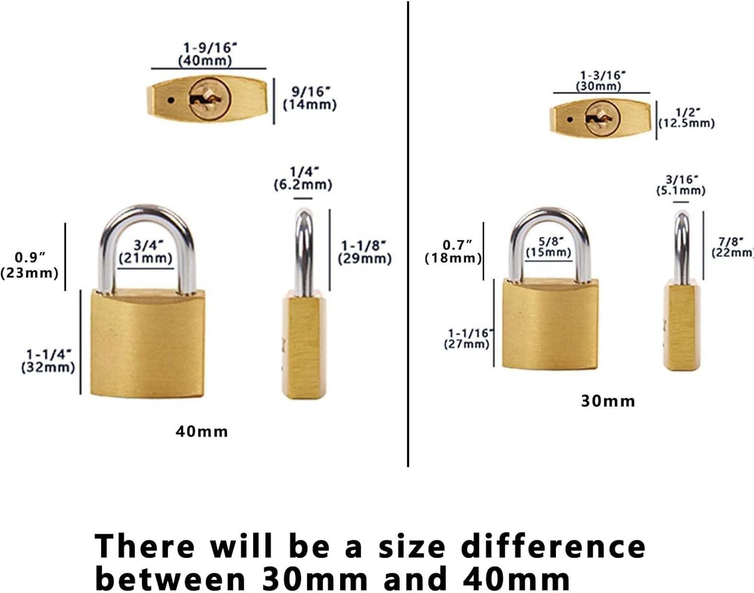 8-Pack Padlock Keyed-Alike: Ultra-Durable Solid-Brass Body 1-3/16" 30mm, Ant…