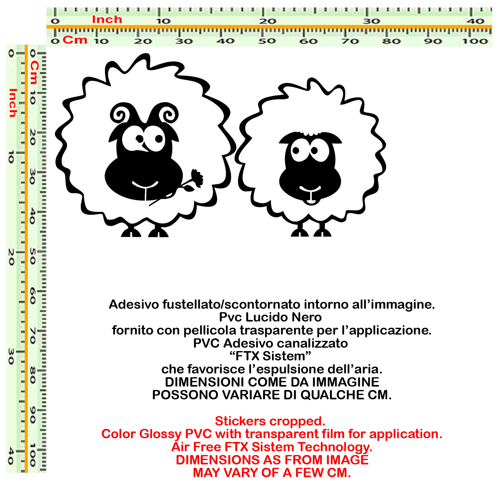Sheep Vinyl Black Wall Stickers PVC Black Sheep Wal Sticker Cropped 2PCS.