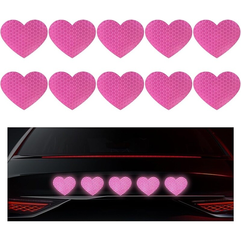 10PCS Reflective Vinyl Car Decals Waterproof Bumper Stickers Heart Star New
