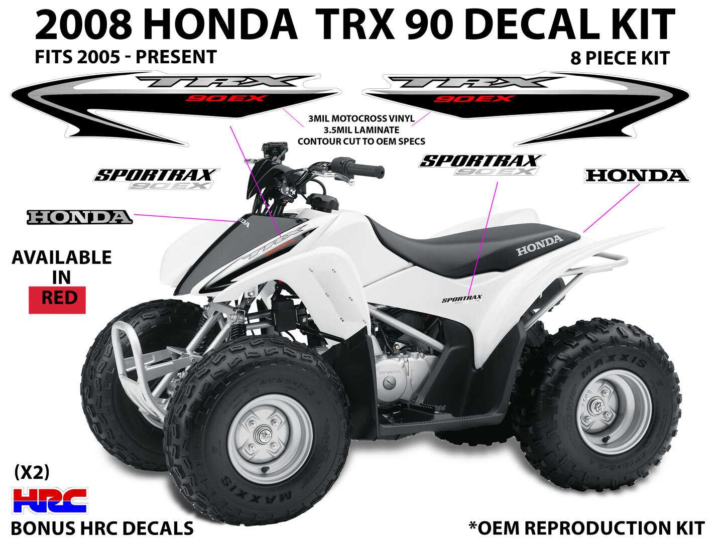 2008 Honda TRX90 SPORTRAX Decal Sticker OEM kit Plastic 90 EX Mark Quad