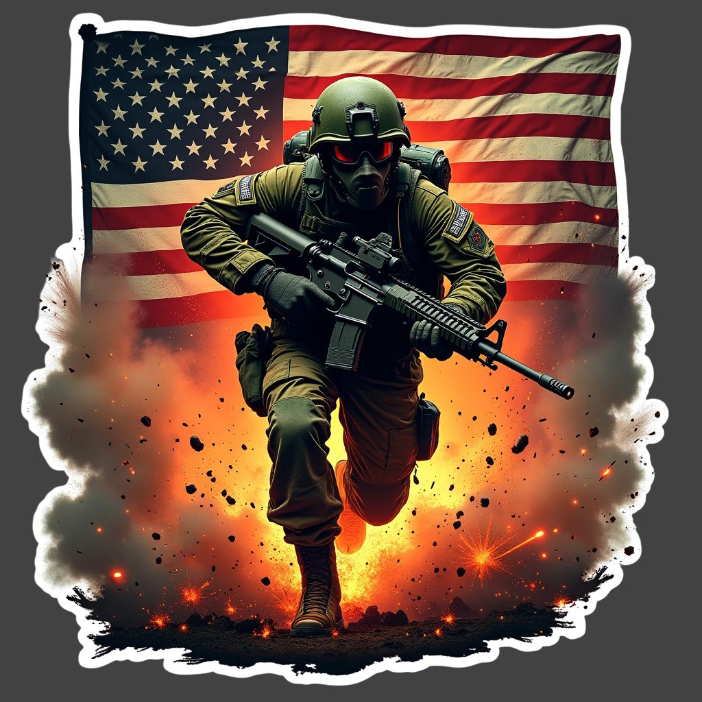 Army Soldier American Flag Sticker Vinyl Decal Military Veteran Pride