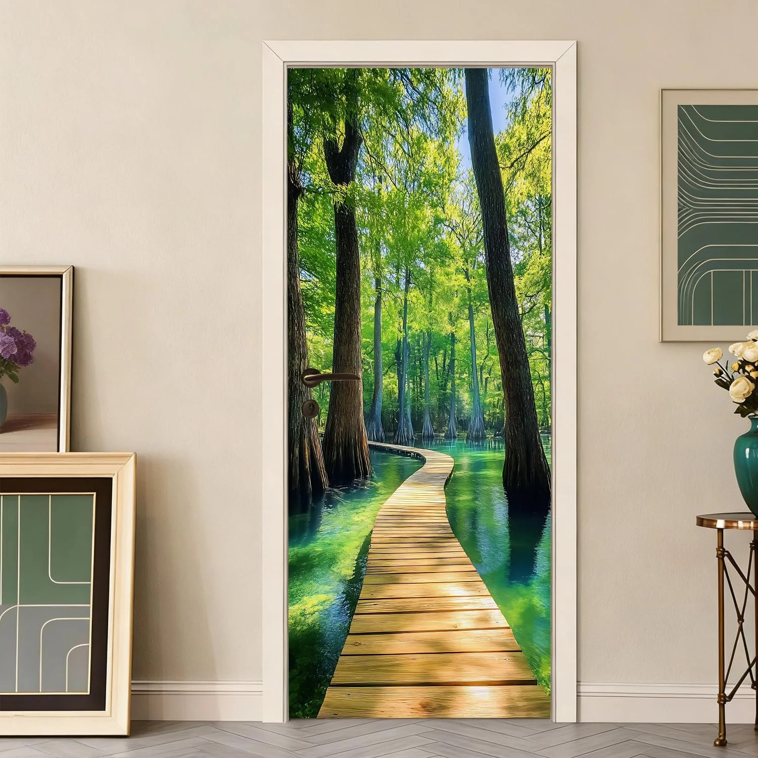 Door Cover Interior 30.3×78.7 Inch – Covers Decorative 3D Murals Removable Stick