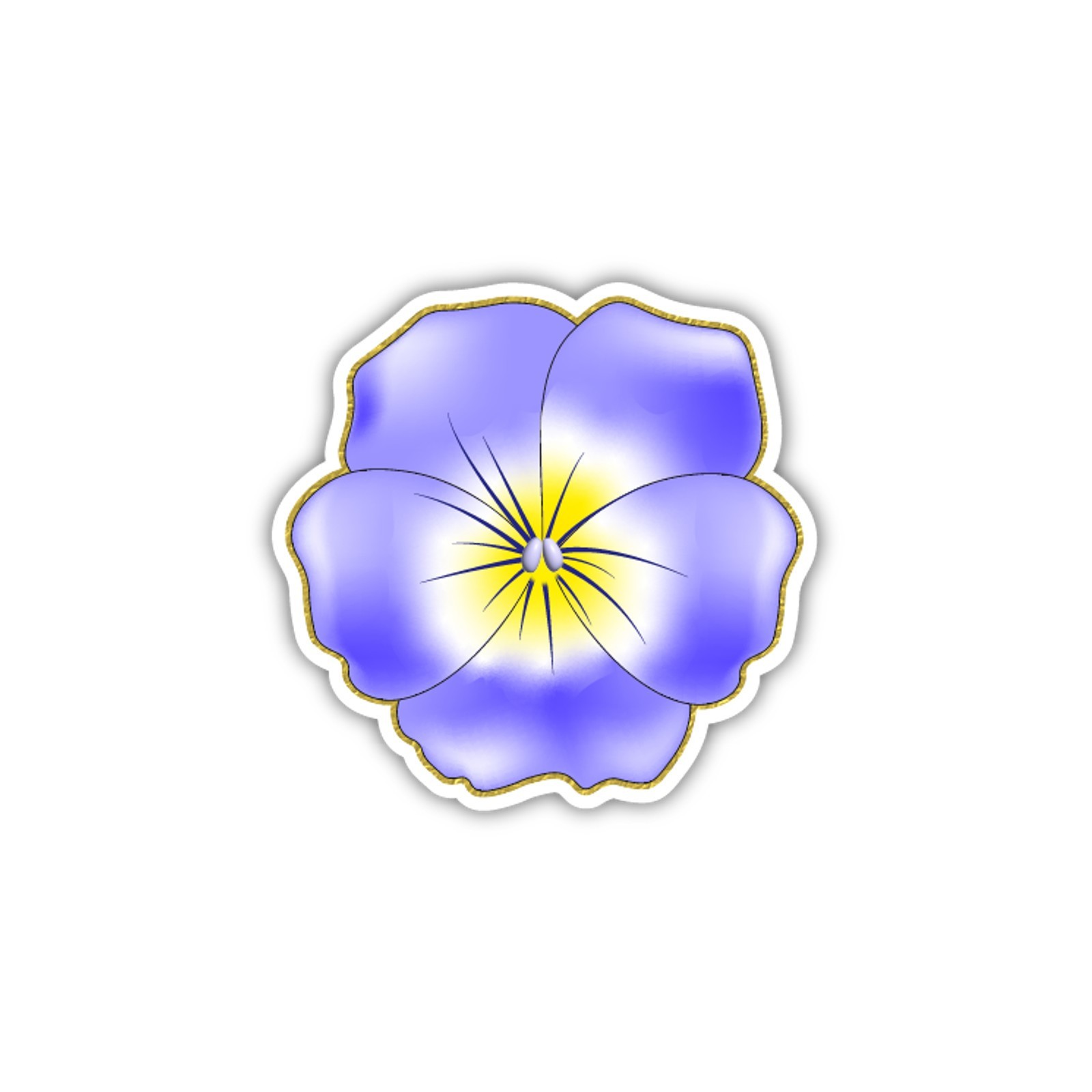 Blue Violet Pansy Flower Vinyl Sticker Waterproof Floral Decal Viola Botanical