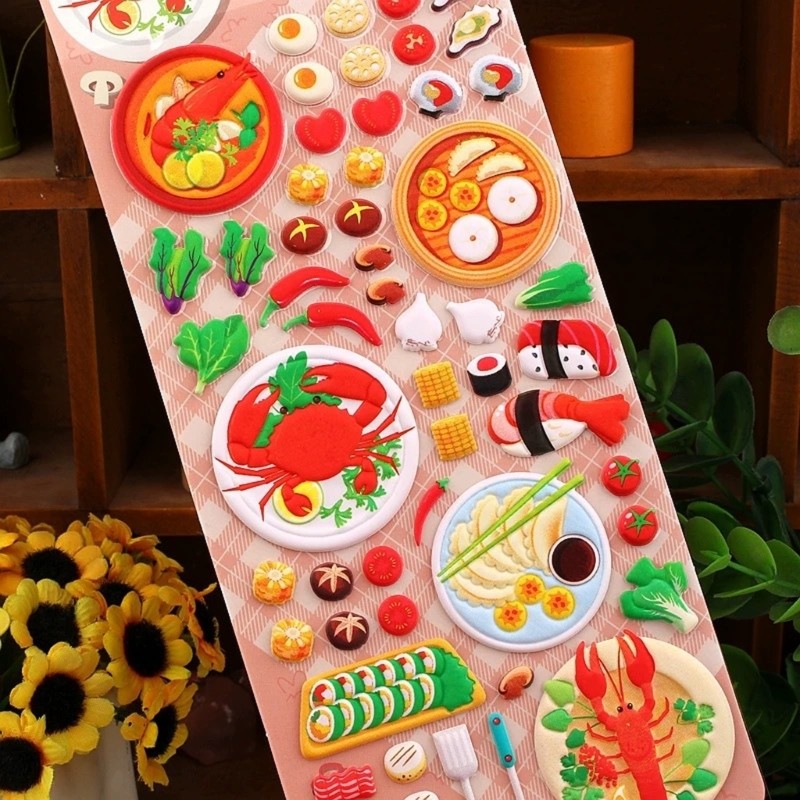 Plastic Pizzas Sticker 3D Kids Craft Assorted Designs Safe Material NoResidue