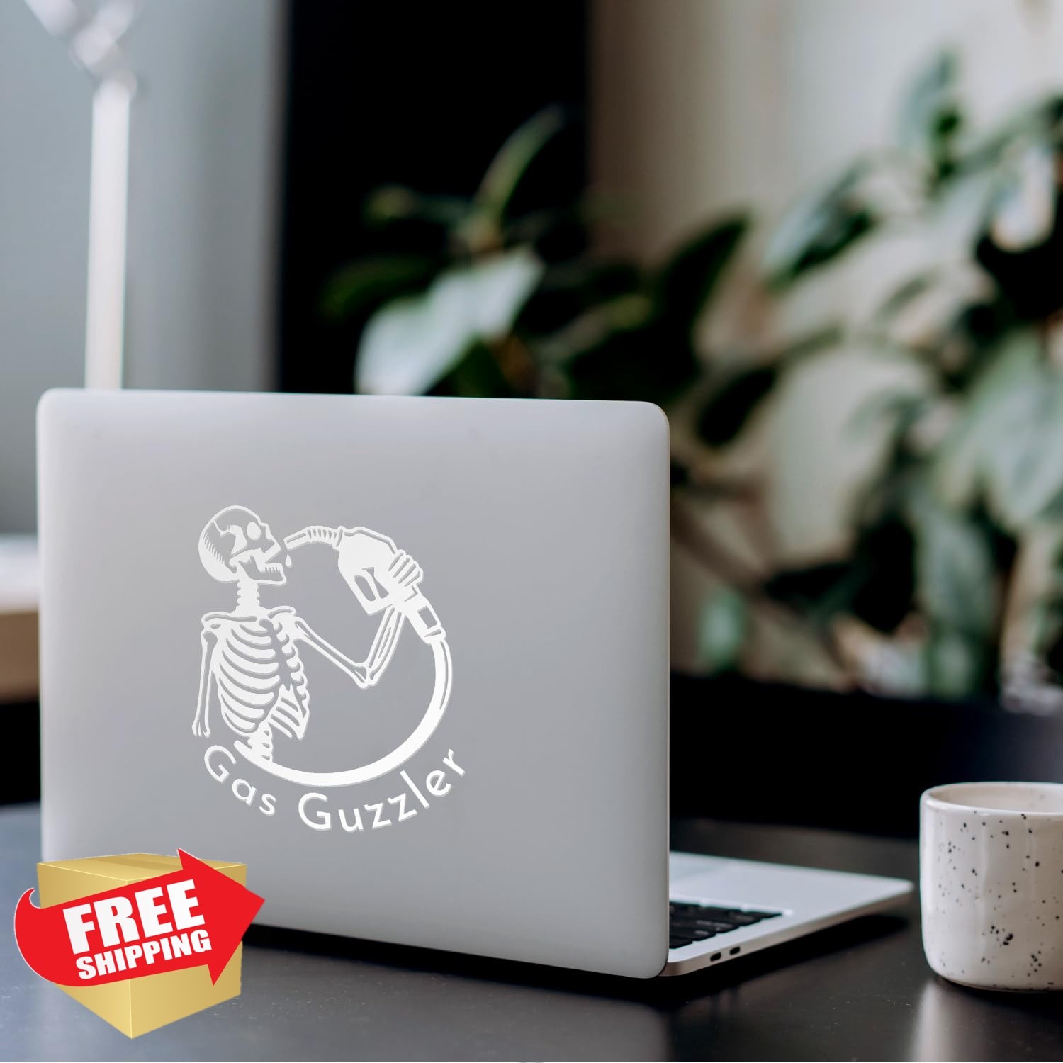 925 Mart 2pc White 5.6"x6.3" Skeleton Sticker