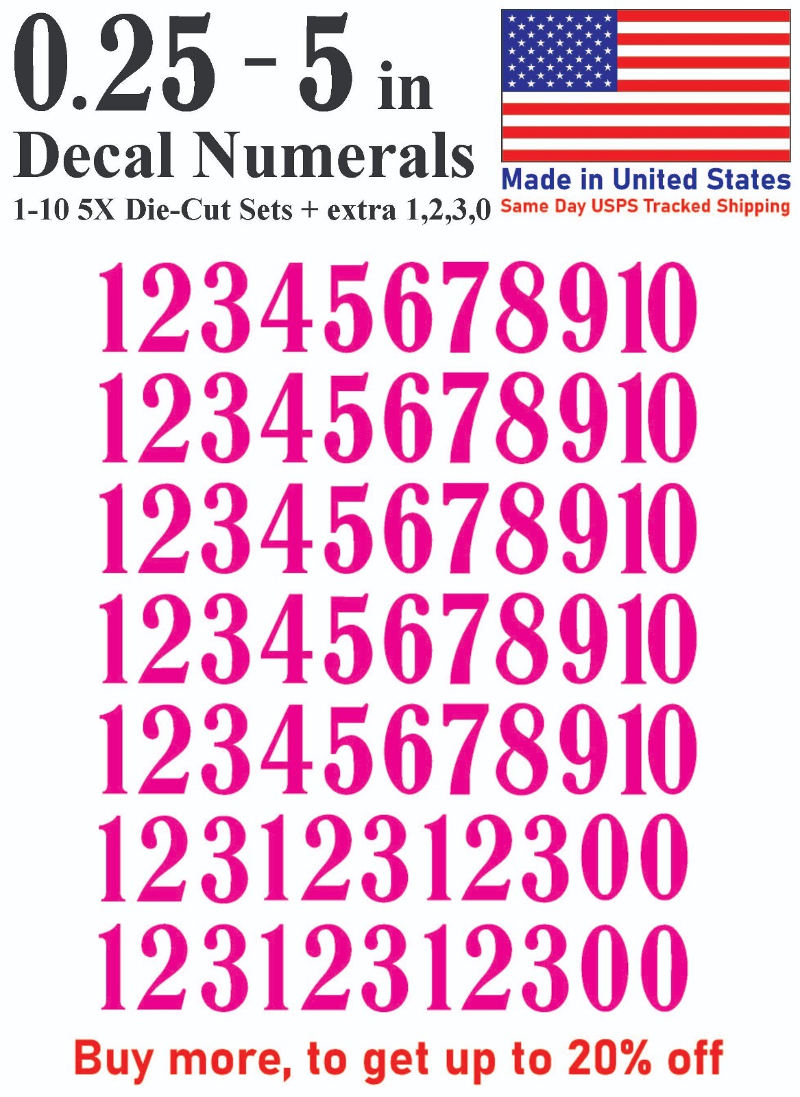 1-10 5x+ School Book Outdoor Vinyl Decal Numbers for Mailbox Door Address Locker