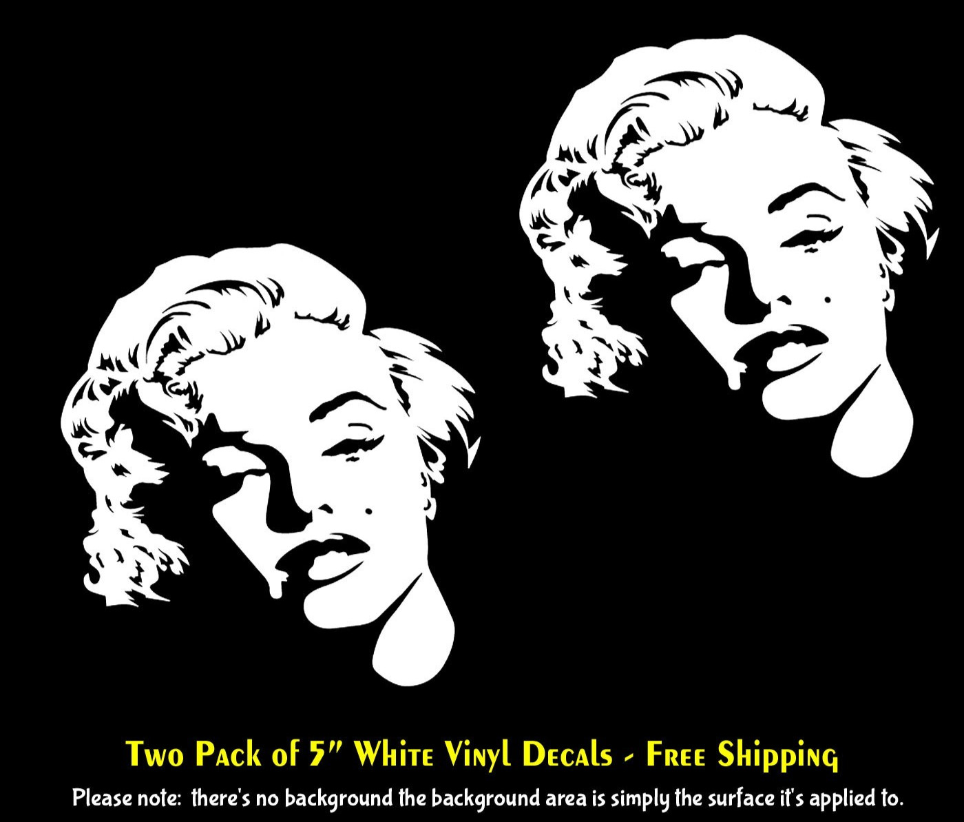 Marilyn Monroe Turn Back Look Two Pack of 5" White Vinyl Decal Car Window Tablet