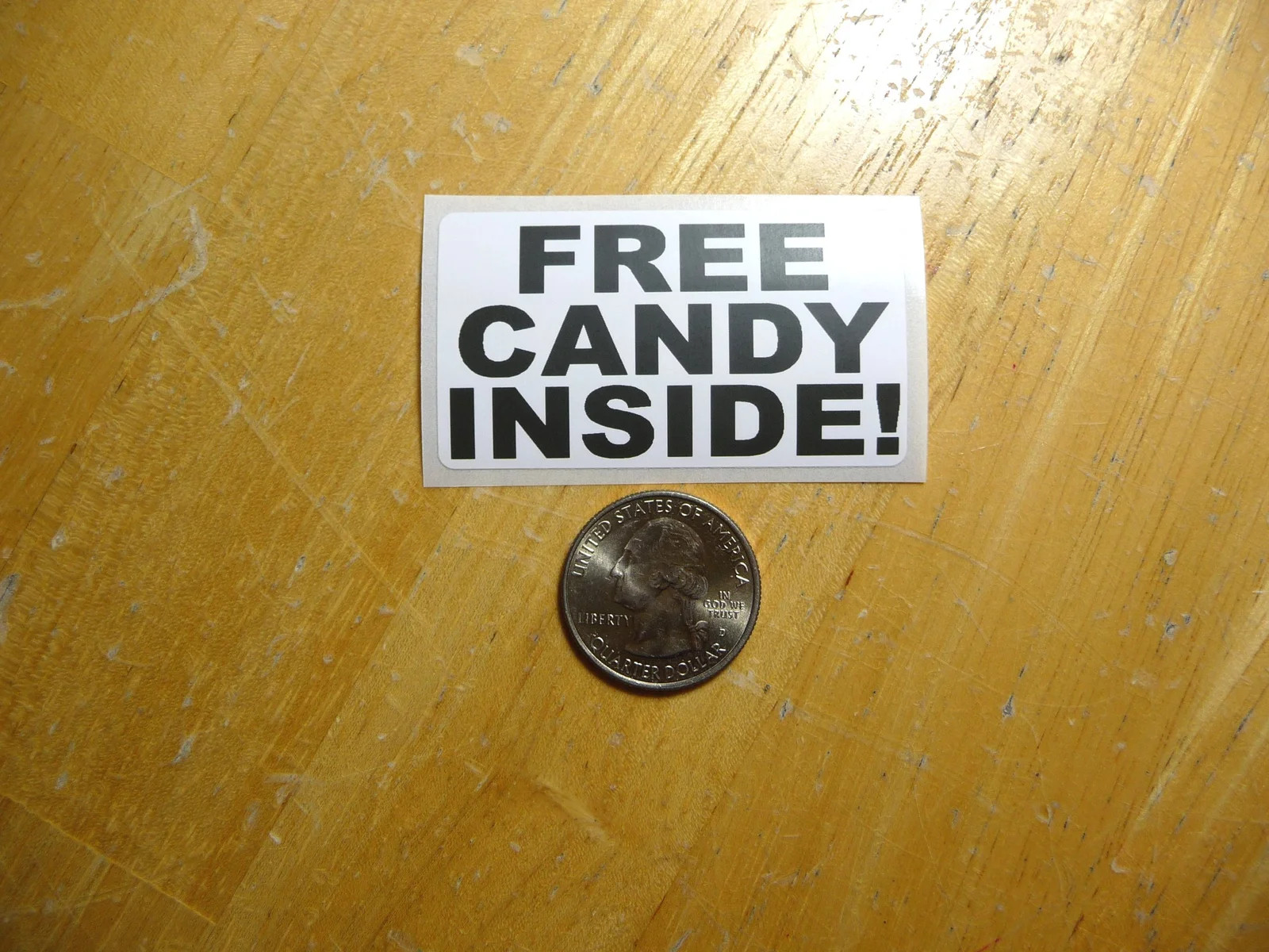FREE CANDY INSIDE STICKER DECAL 1 – 50 BULK PACK FUNNY JOKE PRANK WARNING