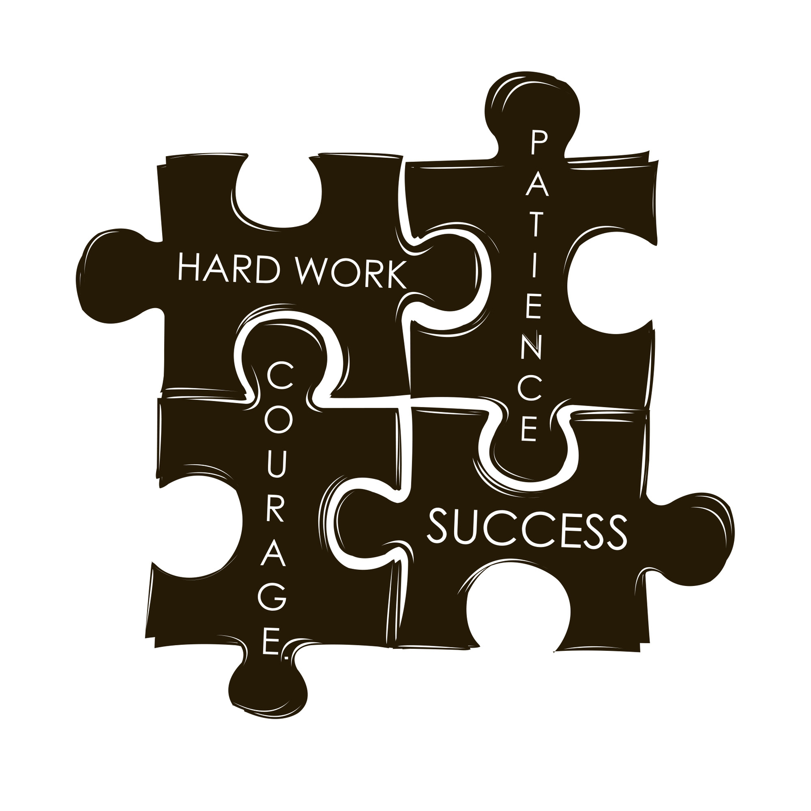 Motivational Inspirational Hard Work, Patience, Courage, Success Quotes. Puzzle