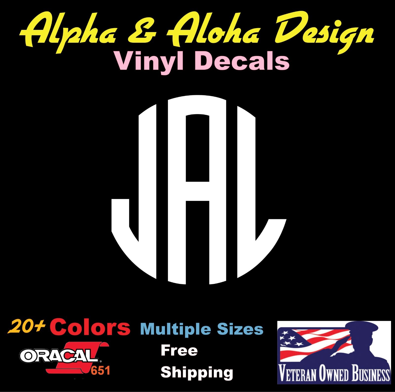 Circle Monogram Vinyl Decal Sticker | Custom Personalized Letters Initials
