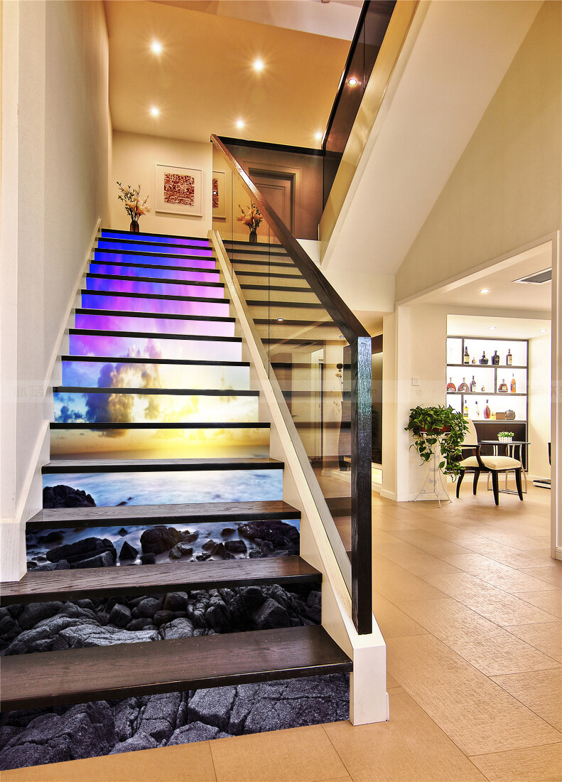 3D Purple Cloud ZHU693 Stair Risers Decoration Photo Mural Vinyl Wallpaper Zoe