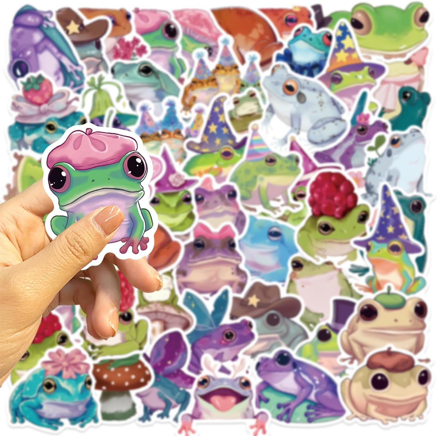 Cute Frog Stickers Decal, Waterproof Vinyl Stickers Pack for Water Bottle, Journ