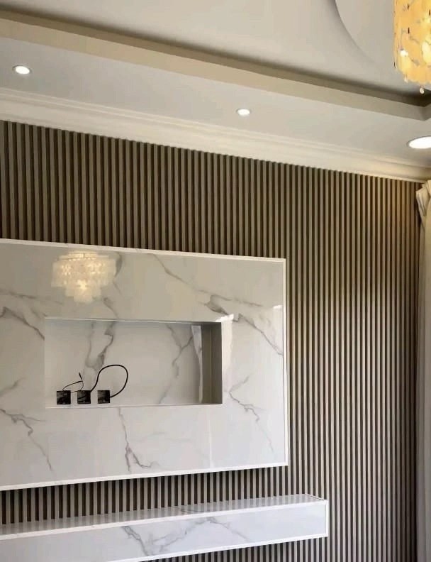 Off-White Eco-Friendly WPC 3D Slat Wall Panels – Waterproof & Fire