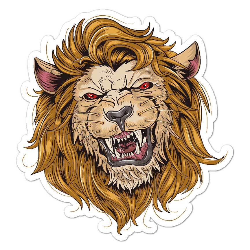 Lion Head, Vinyl Decal Sticker, Indoor Outdoor, 3 Sizes, #8070